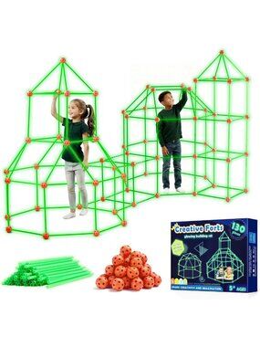 Creative Glow Fort Building Kit for Kids - Indoor & Outdoor Construction Toy, 86